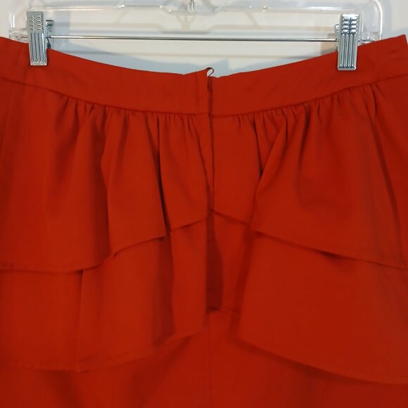 H&M Tiered Ruffle Mini Skirt Women’s Size S Red Above Knee Party Casual - Picture 3 of 4